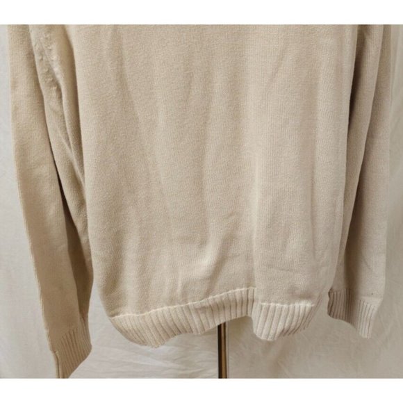 Dockers Mens XL Tan Beige Striped Crew Neck Knit 100% Cotton Long Sleeve Sweater - Picture 9 of 10